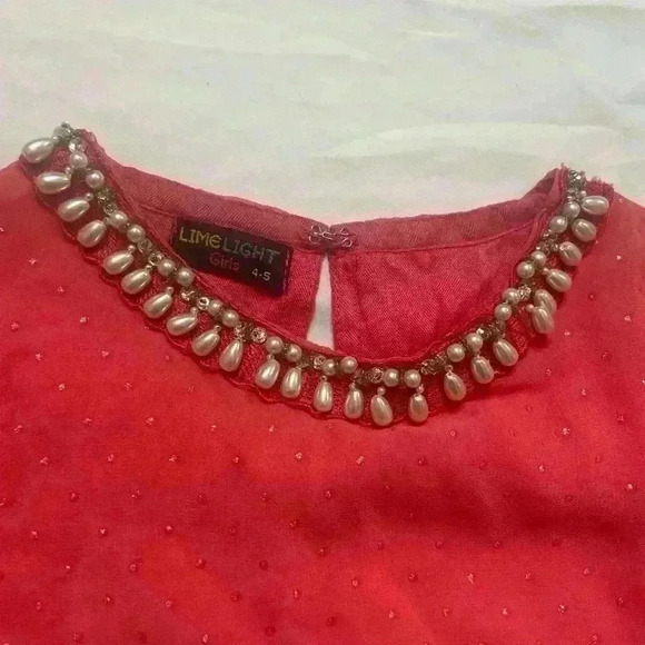 Limelight Chiffon Girls Size 4-5 Dress Coral - Picture 2 of 7